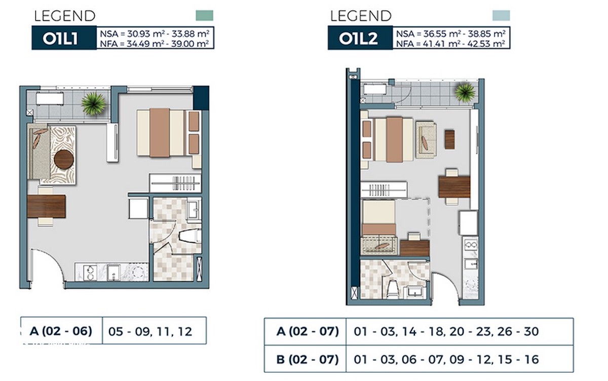 Thiết kế Officetel O1-L1-L2 dự án căn hộ chung cư Lancaster Legacy